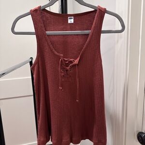Old Navy Red Oversized Sleeveless Tie Front Tank Top